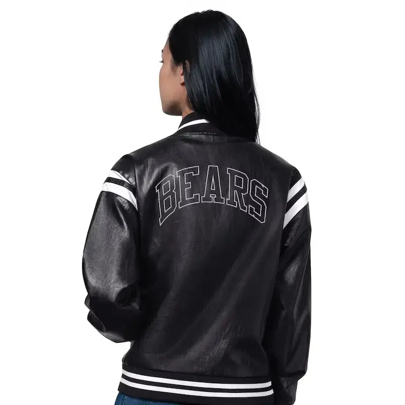 Chicago Bears Starter Black High Heat Varsity Jacket