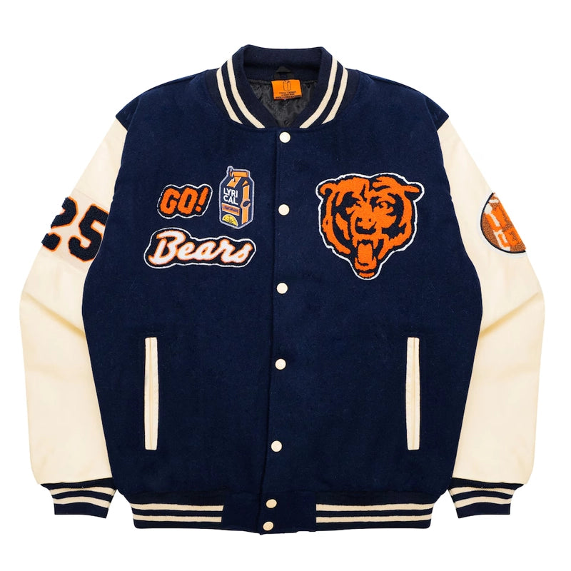 Lyrical Lemonade x Chicago Bears Navy Letterman Varsity Jacket