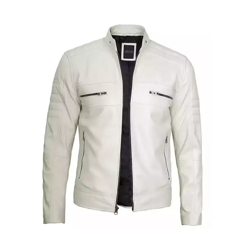 Off White Café Racer Leather Jacket