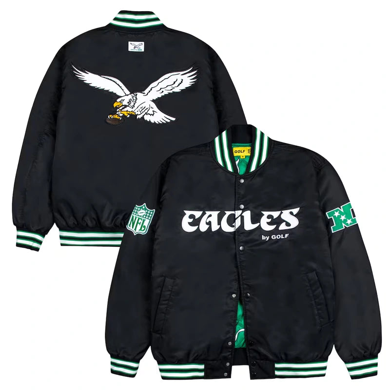 Philadelphia Eagles GOLF WANG Satin Bomber Jacket