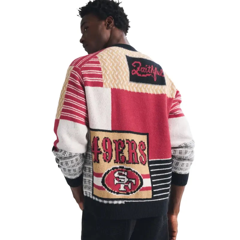 Abercrombie 49ers Patchwork Cardigan