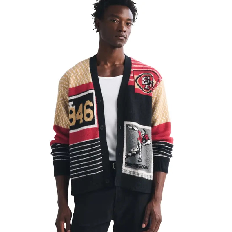 Abercrombie 49ers Patchwork Cardigan