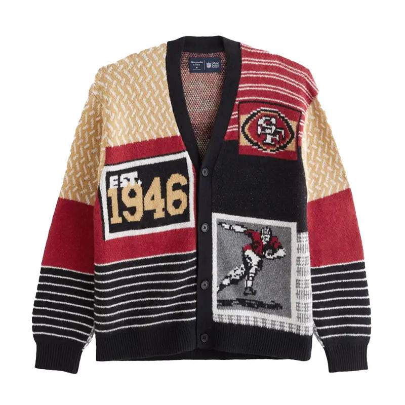 Abercrombie 49ers Patchwork Cardigan