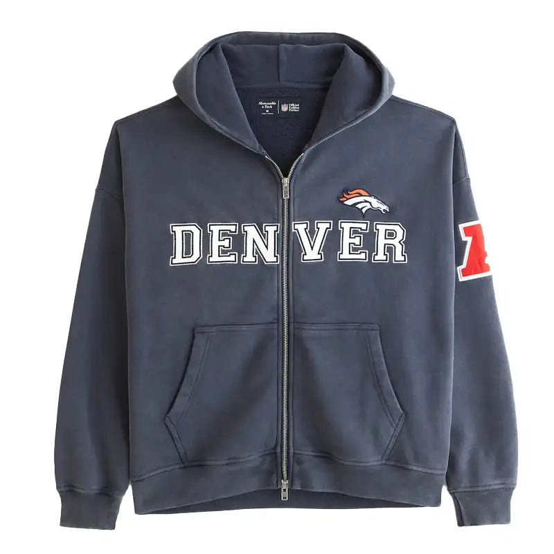 Abercrombie & Fitch Navy Denver Broncos Fleece Full-Zip Hoodie