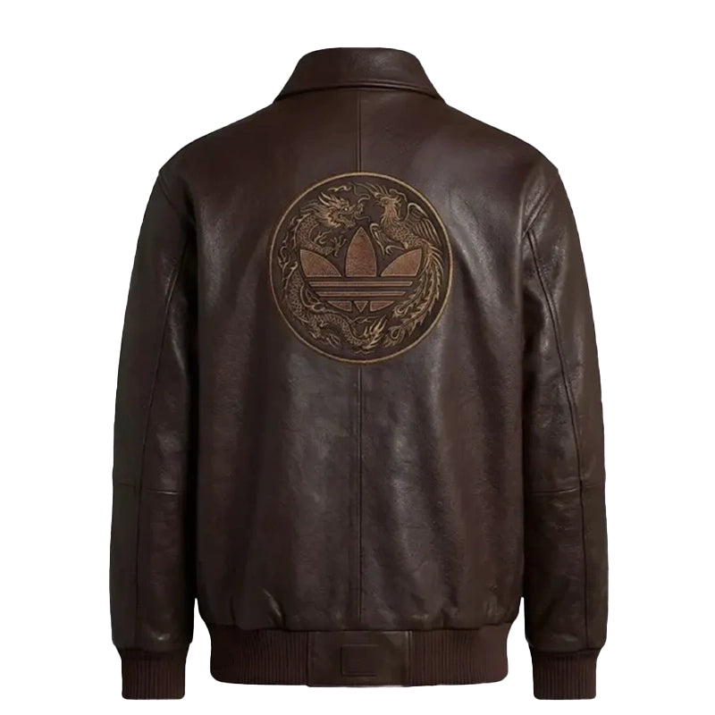 Adidas Chinese New Year Brown Leather Jacket