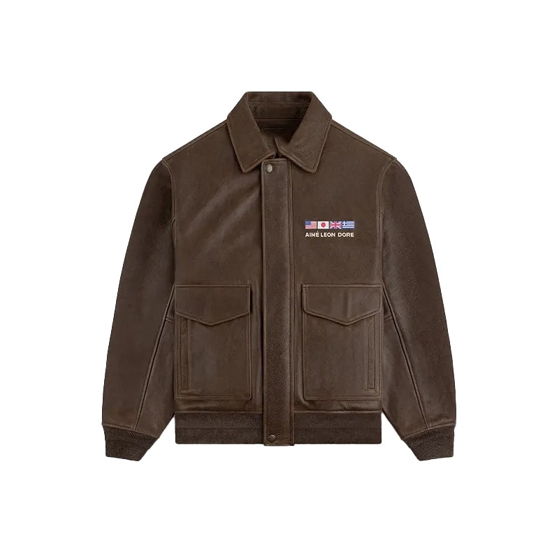 Aime Leon Dore World’s Borough Leather Flight Jacket