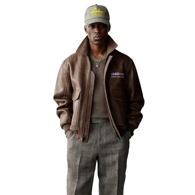 Aime Leon Dore World’s Borough Leather Flight Jacket
