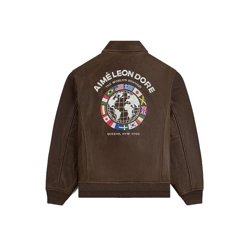 Aime Leon Dore World’s Borough Leather Flight Jacket