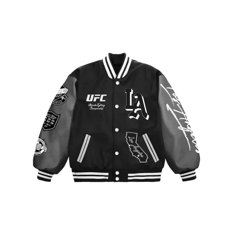 UFC 311 Los Angeles 2025 Black Varsity Jacket