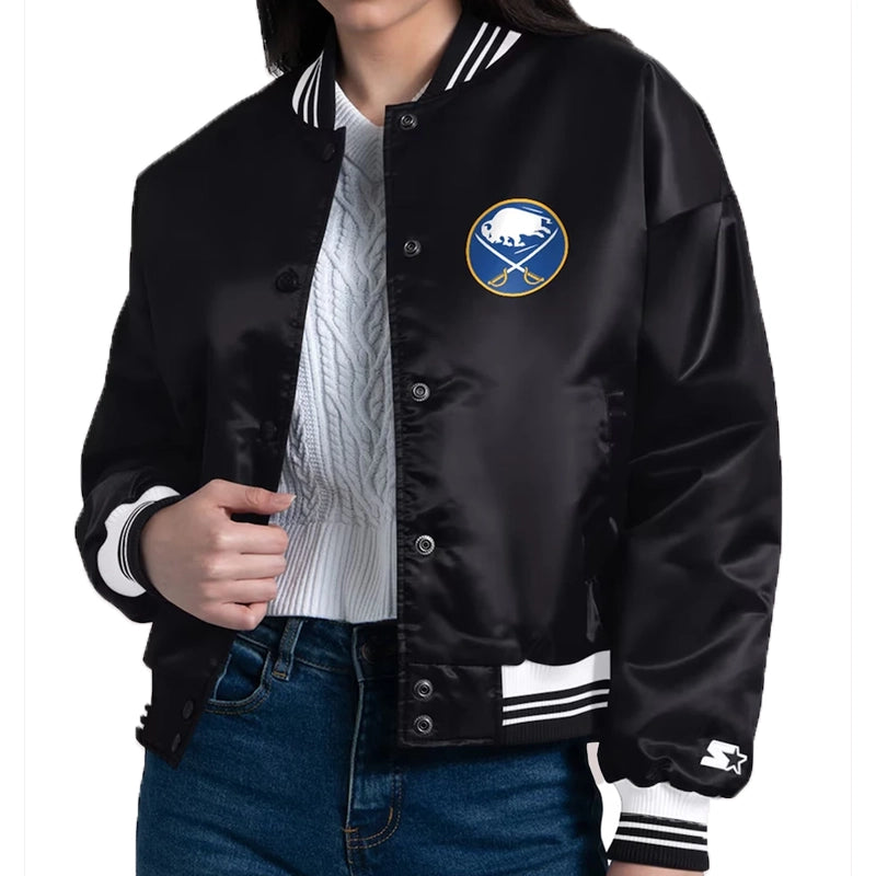 Women’s Buffalo Sabres Round Team Logo Satin Varsity Jacket