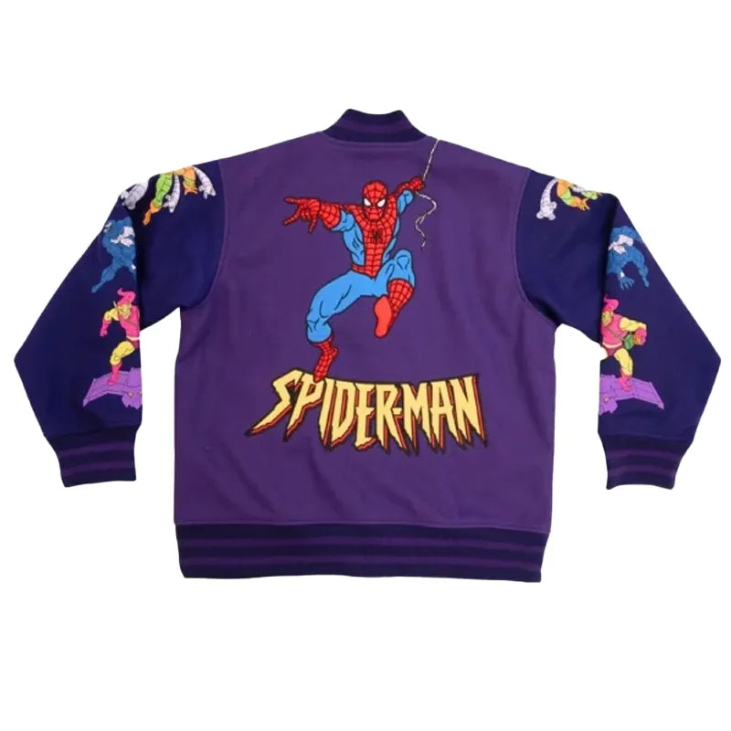 Cakeworthy Spider Man 90’s Purple Varsity Jacket