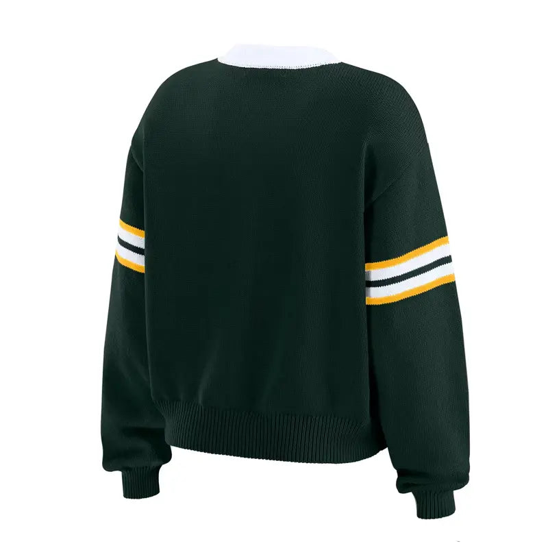 Erin Andrews Green Green Bay Packers Lace-Up Sweater