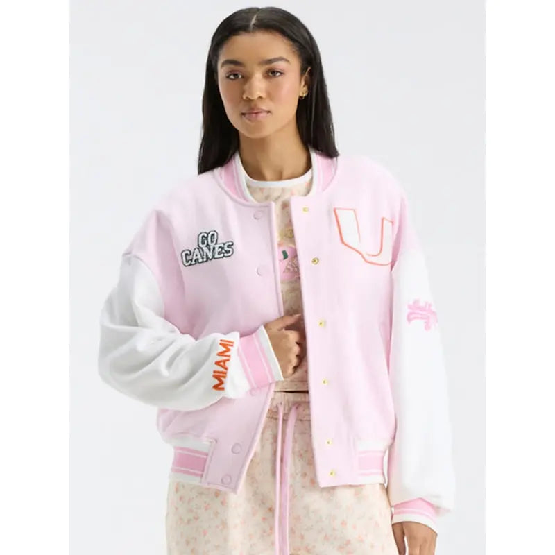 Fanatics x LoveShackFancy Miami College Varsity Jacket