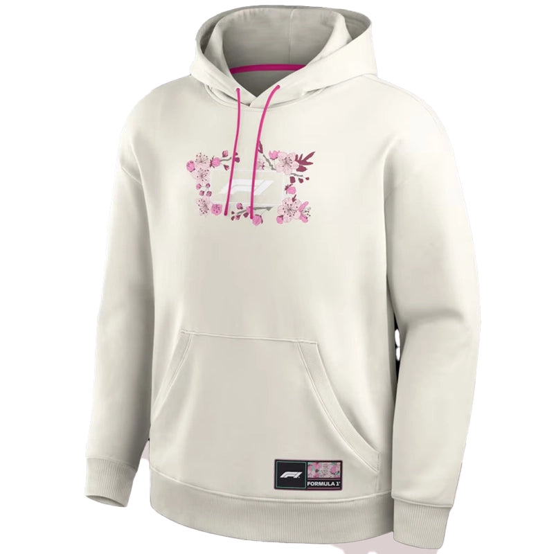 Formula 1 Cherry Bloom Beige Fleece Hoodie