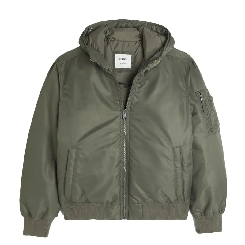 Hollister Faux Fur Trim Zip-Up Bomber Jacket