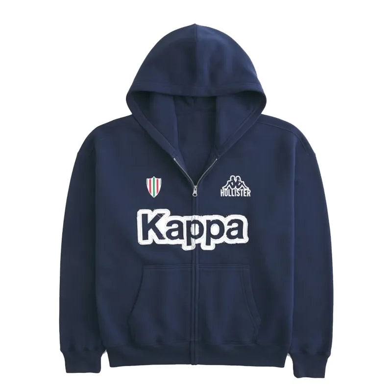Hollister x Kappa Boxy Zip-Up Logo Graphic Hoodie