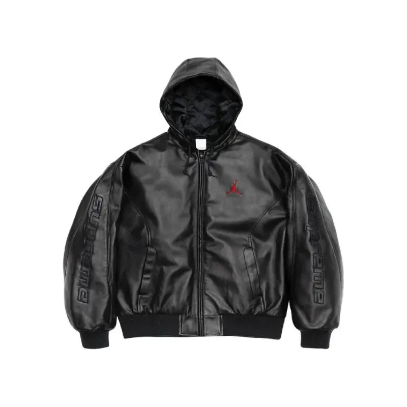 Supreme x Jordan Hooded Leather Jacket