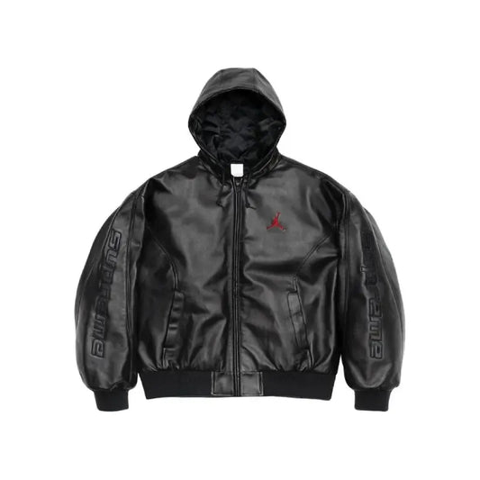 Supreme x Jordan Hooded Leather Jacket