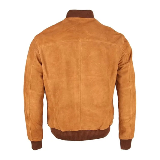Men's Brown Suede Biker Bomber Leather Jacket