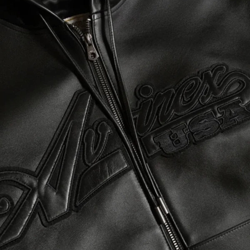 Avirex Script Nappa Leather Hoodie