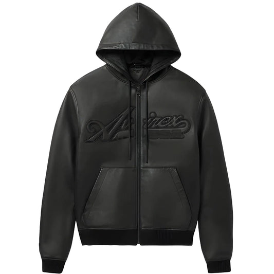 Avirex Script Nappa Leather Hoodie