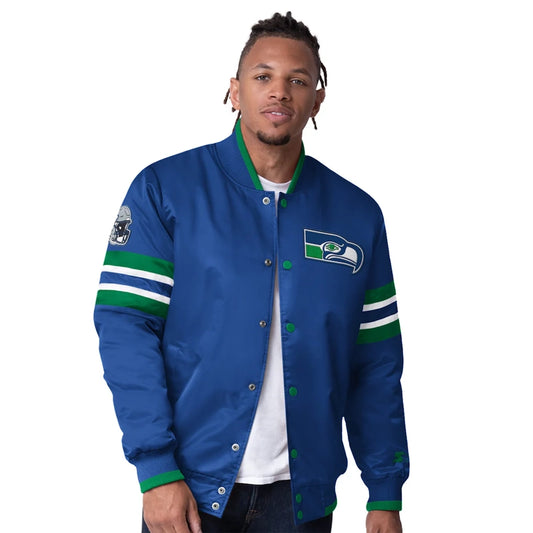 Seattle Seahawks Starter Royal Vintage Logo Scout Varsity Jacket
