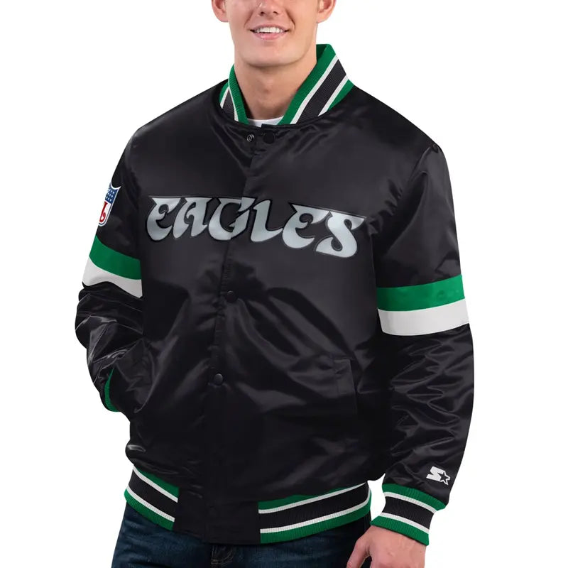 Men's Starter Philadelphia Eagles Satin Full-Snap Varsity Jacket