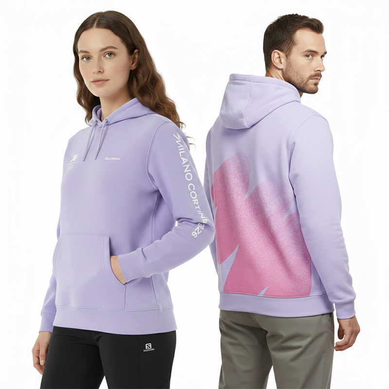 Milano Cortina 2026 Olympics Salomon Logo Graphic Purple Hoodie
