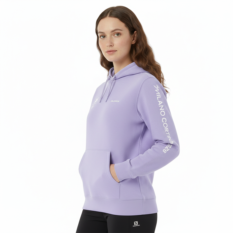 Milano Cortina 2026 Olympics Salomon Logo Graphic Purple Hoodie