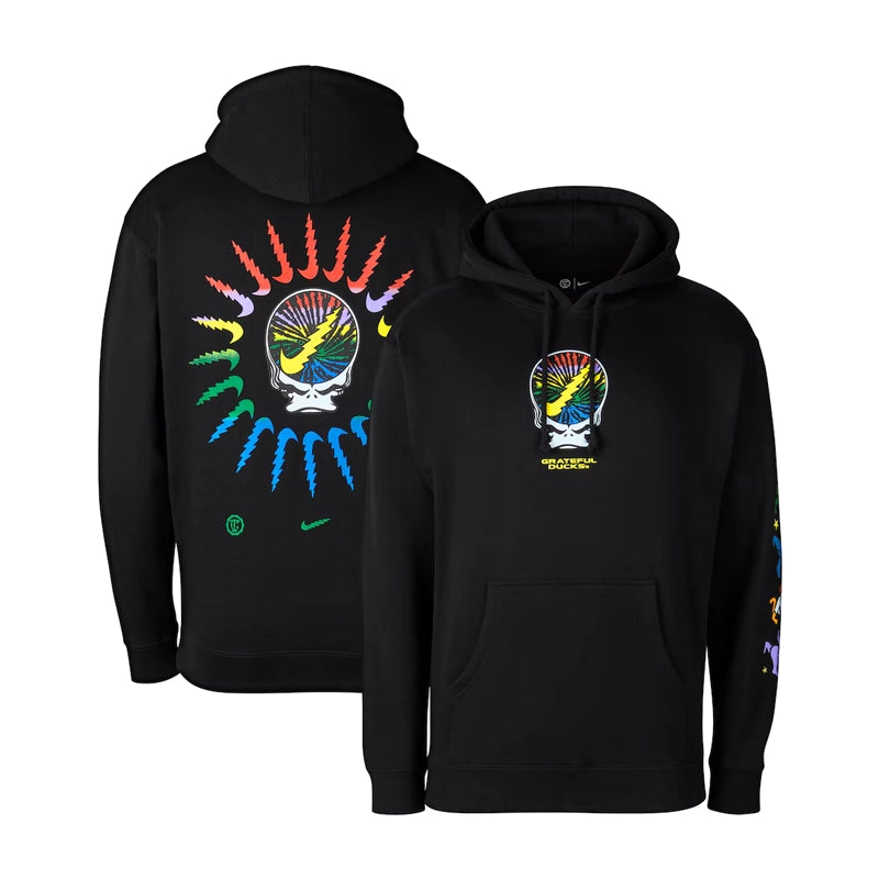 Oregon Ducks Grateful Ducks Rainbow Spiral Hoodie
