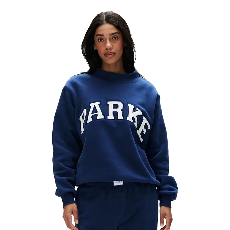 Parke Vintage Denim Varsity Mockneck Sweatshirt