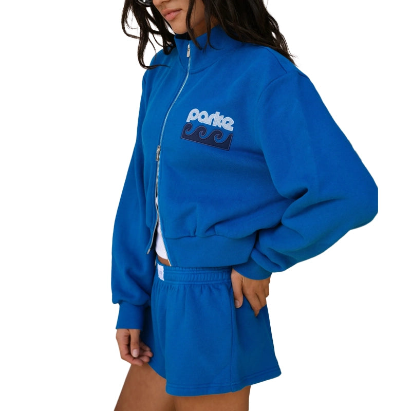 Parke Zip Up Mockneck Blue Hoodie