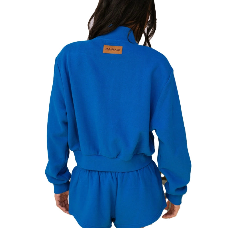 Parke Zip Up Mockneck Blue Hoodie