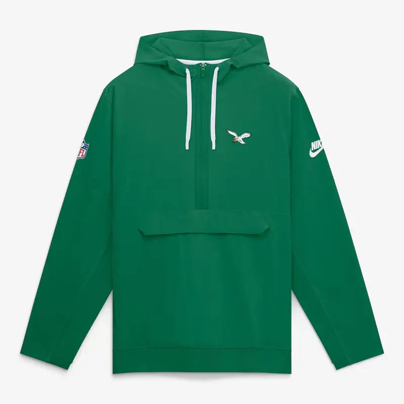 Philadelphia Eagles Nike Sideline Kelly Green Half-Zip Hooded Jacket
