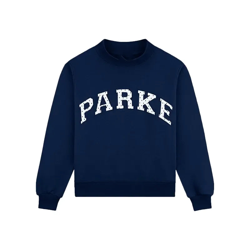 Parke Polka Dot Letter Varsity Mockneck Sweatshirt