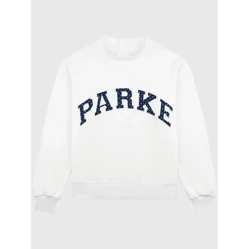 Parke Polka Dot Letter Varsity Mockneck Sweatshirt