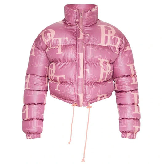 PrettyLittleThing Pink Crop Puffer Jacket