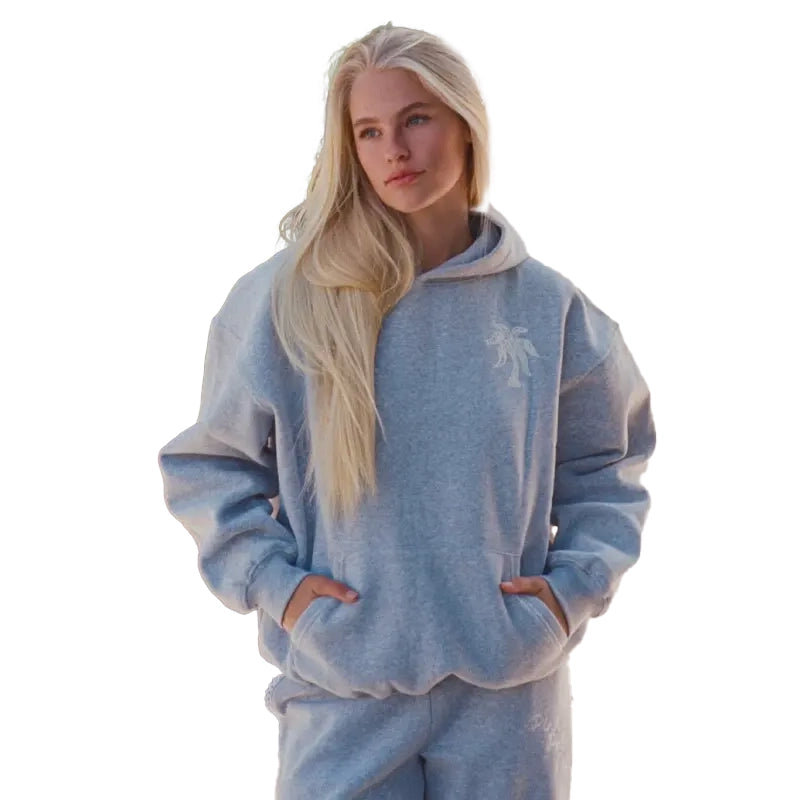 Pink Palm Puff Lacy Hoodie