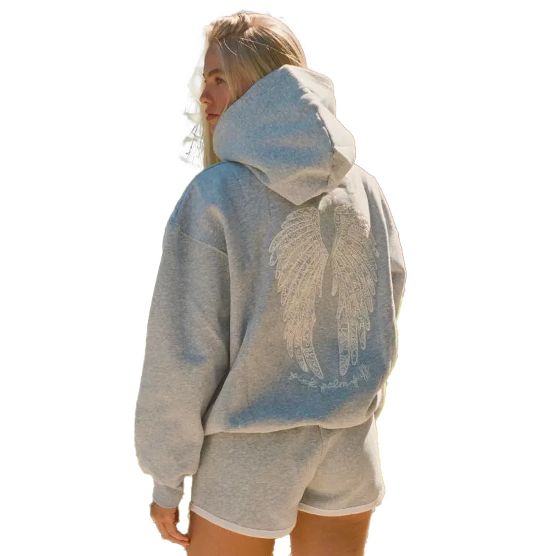 Pink Palm Puff Lacy Hoodie