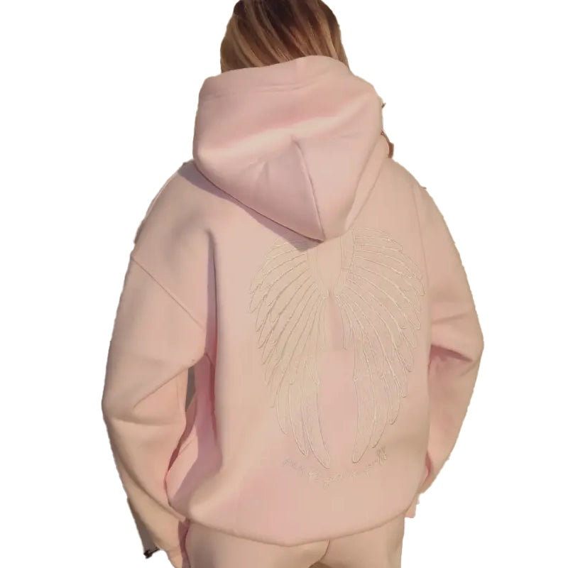Pink Palm Puff Lacy Hoodie