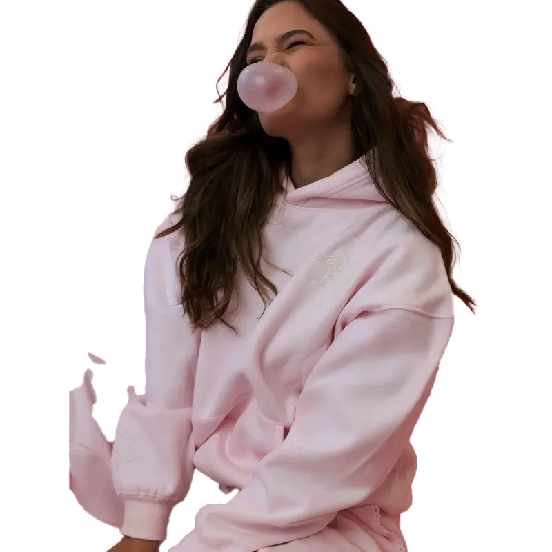 Pink Palm Puff Lacy Hoodie