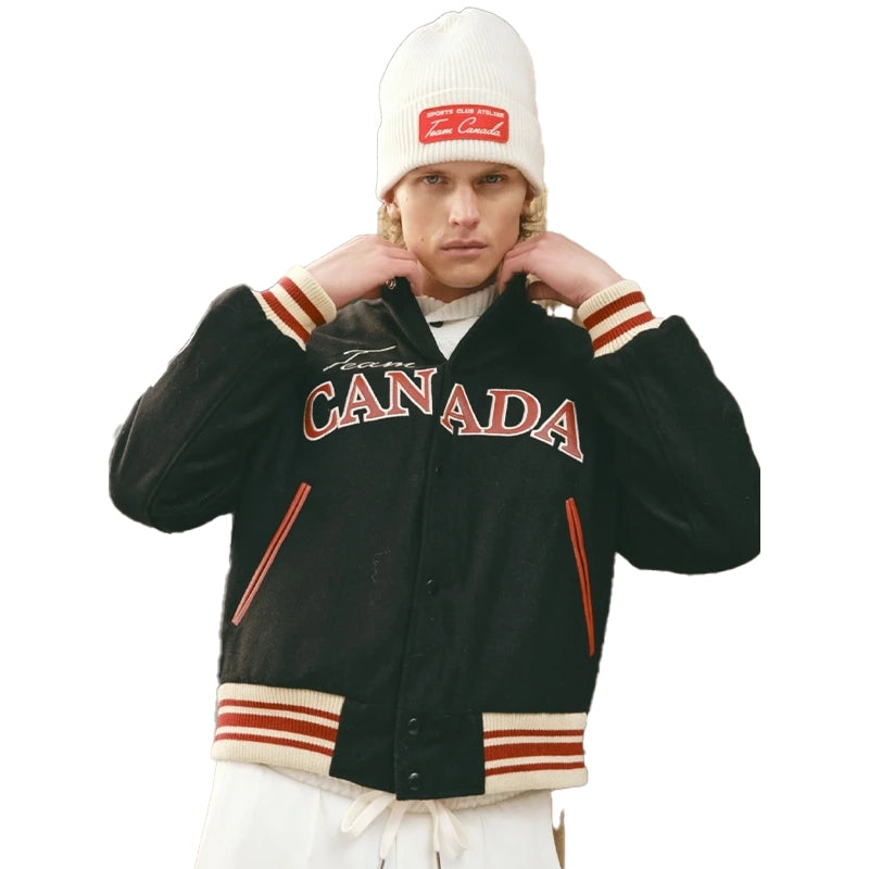 SCA x Hockey Canada Leaf & Legacy Varsity Bomber Jacket