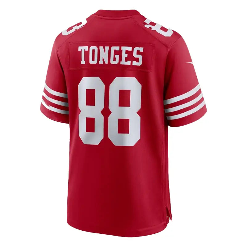 San Francisco 49ers 88 Jake Tonges Scarlet Jersey