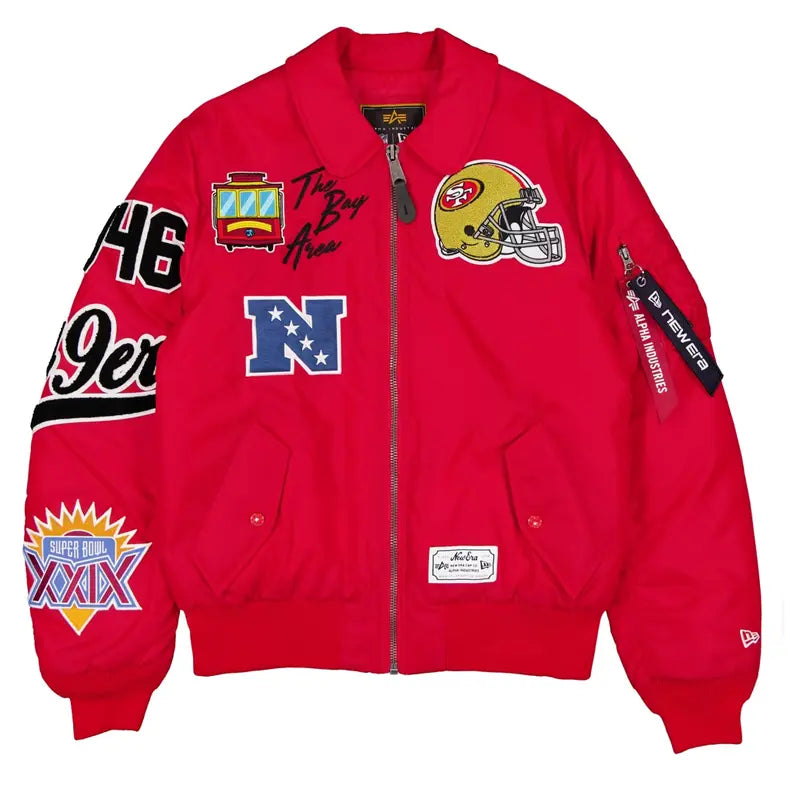 San Francisco 49ers New Era x Alpha Industries Scarlet MA-1 Jacket
