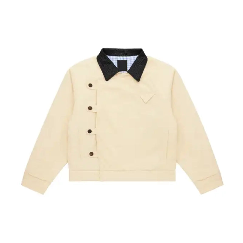 Shinzo 15oz Beige Canvas Cowhide Collar Workwear Jacket