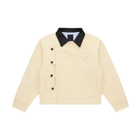 Shinzo 15oz Beige Canvas Cowhide Collar Workwear Jacket
