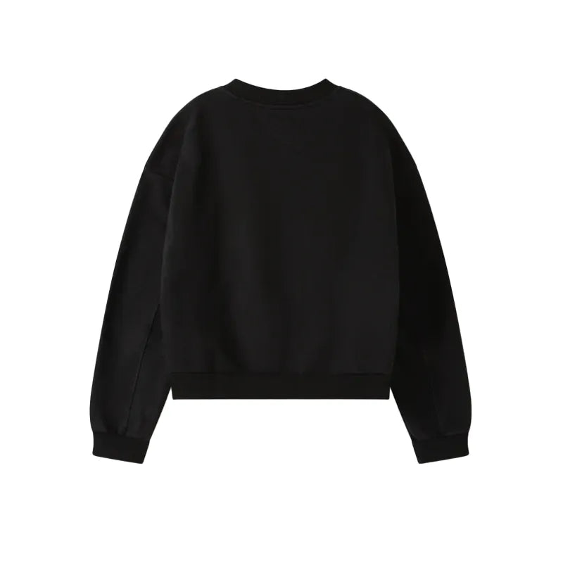 Shinzo Aged Black Cotton Jersey Crewneck Sweatshirt