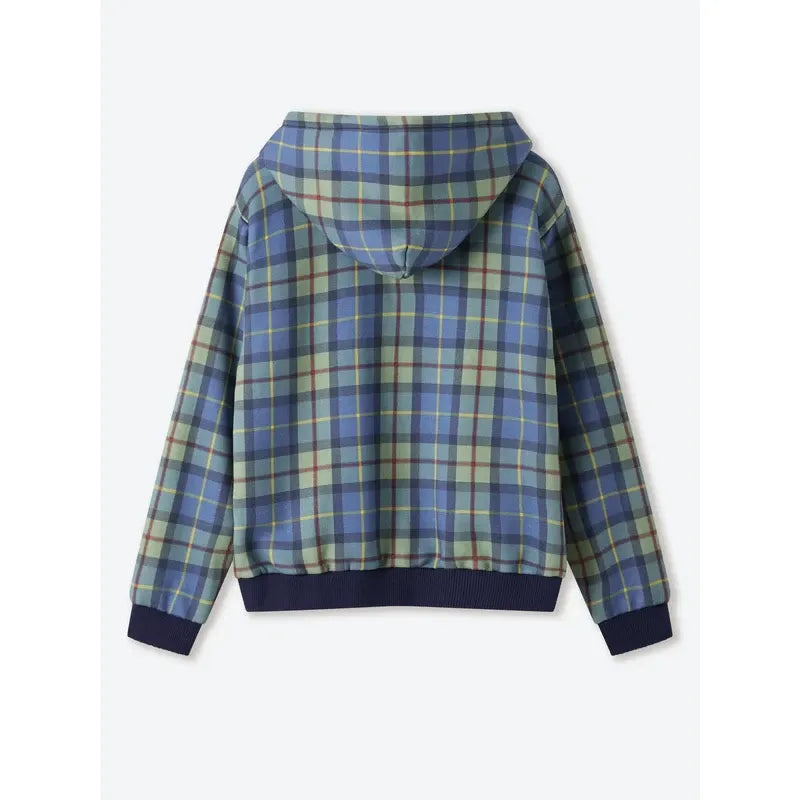 Shinzo Turquoise Plaid Zip Up Hoodie