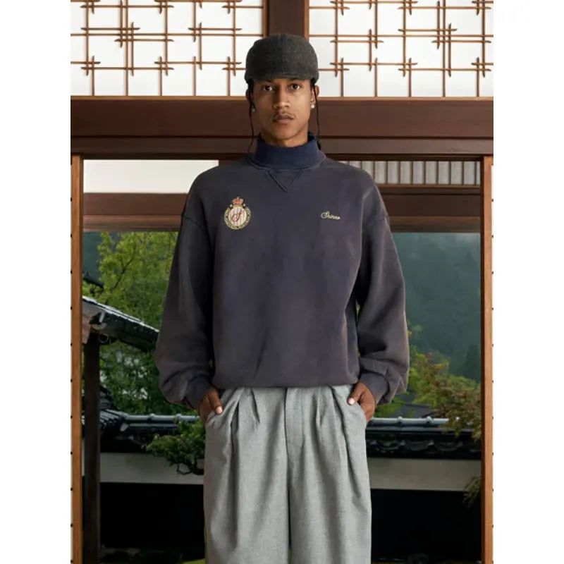 Shinzo Washed Lavender Jersey Turtleneck Sweater