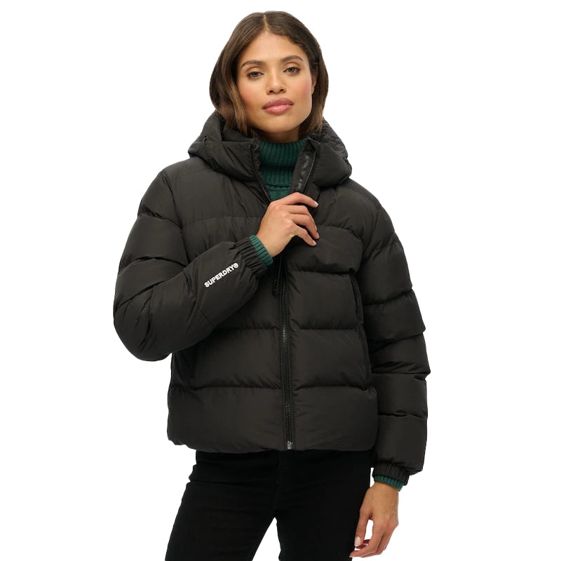 Superdry Black Hooded Sports Puffer Jacket